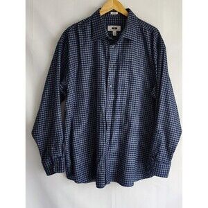 Joseph Abboud Shirt Men's S 2X Blue Gray Plaid Check No Iron Classic Fit Preppy